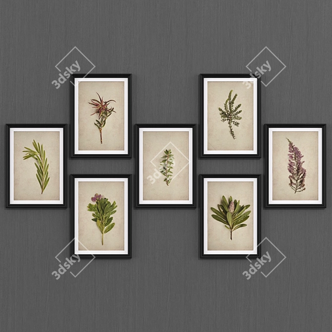 Modern Floral Art Collection 3D model image 1