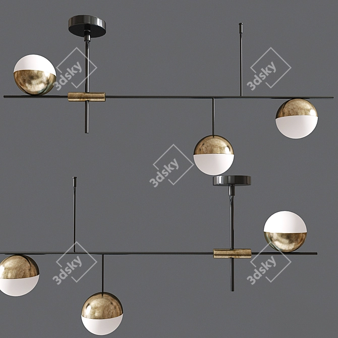 Stylish Mid Century Modern 3 Light 3D model image 1