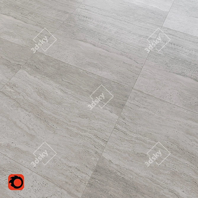 Scandi Grey Stone Floor Tile 3D model image 2