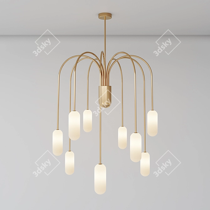 Elegant Brass Curve Ceiling Light 3D model image 1