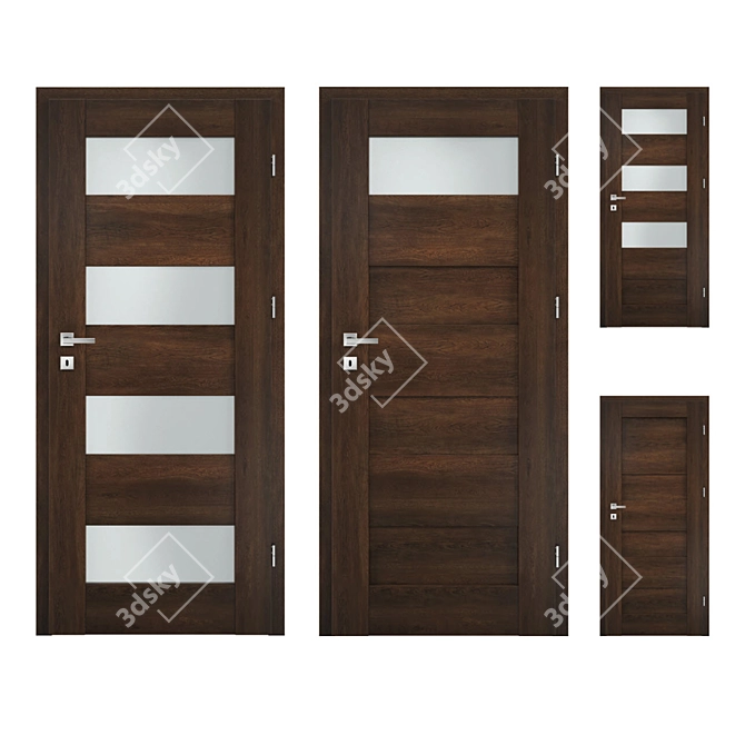 Amber Optim Interior Doors: Classic Dark Walnut Finish 3D model image 1