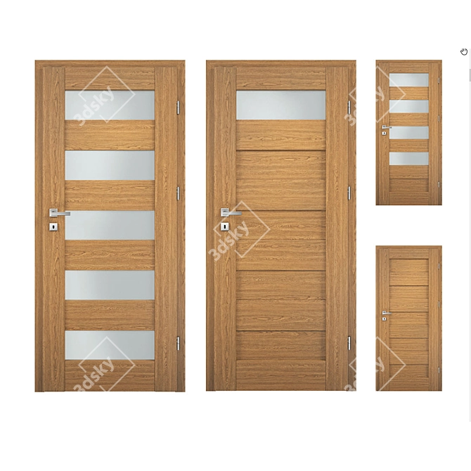 Alfy Collection: Classic Interior Doors with Oak Finish 3D model image 1