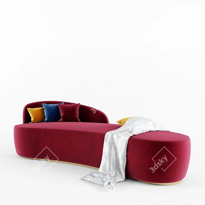 Luxury Velvet Sofa with Pillows | 5 Vibrant Colors 3D model image 2