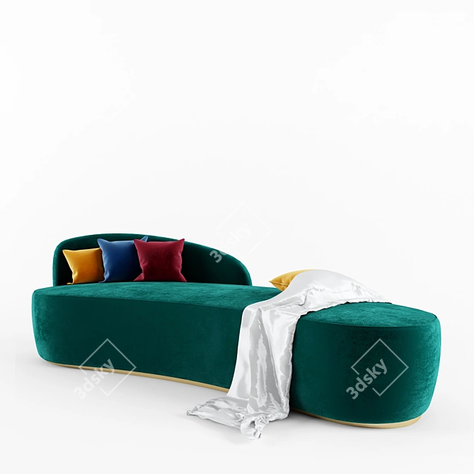 Luxury Velvet Sofa with Pillows | 5 Vibrant Colors 3D model image 3