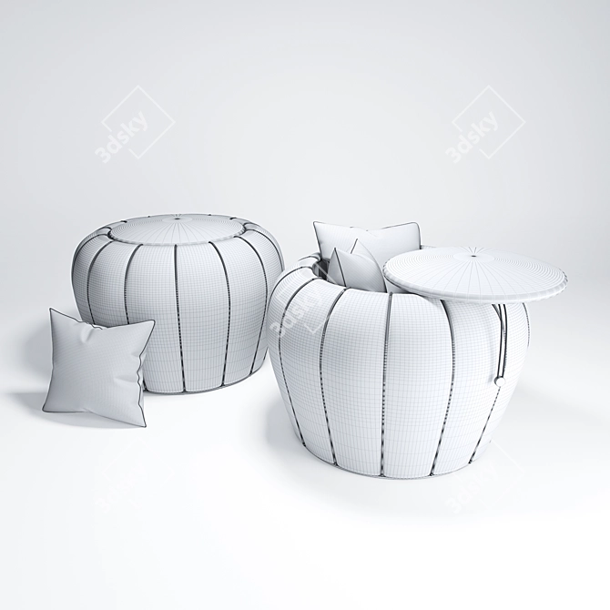 Luxury Keiko Pouf 3D model image 1