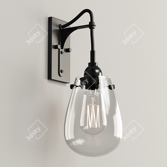 Elegant Tear Drop Glass Sconce 3D model image 1