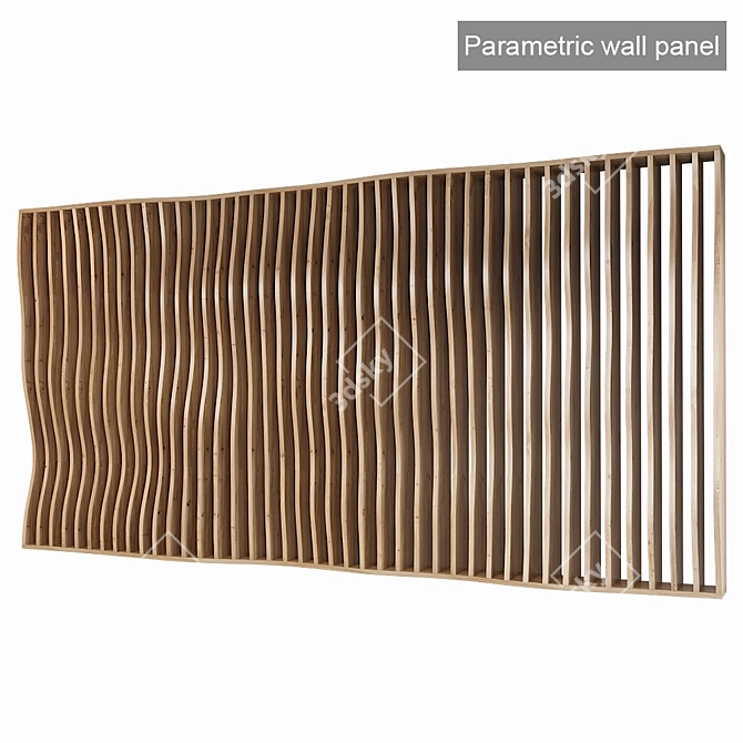 Wooden Parametric Wall Panel 3D model image 2