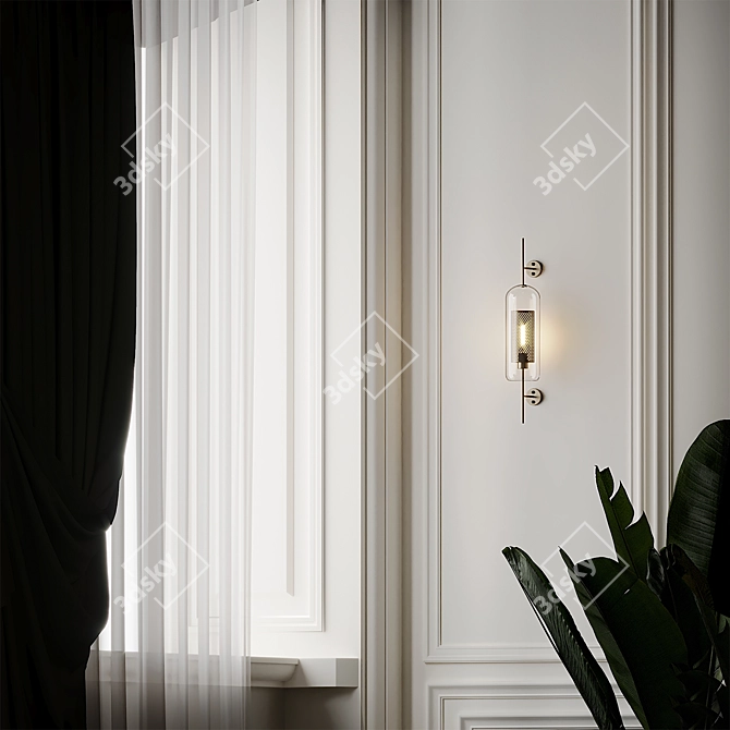 Elegant Glass Wall Lamp by Chiswick 3D model image 4