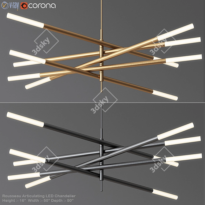 Modern Brass LED Chandelier 3D model image 1