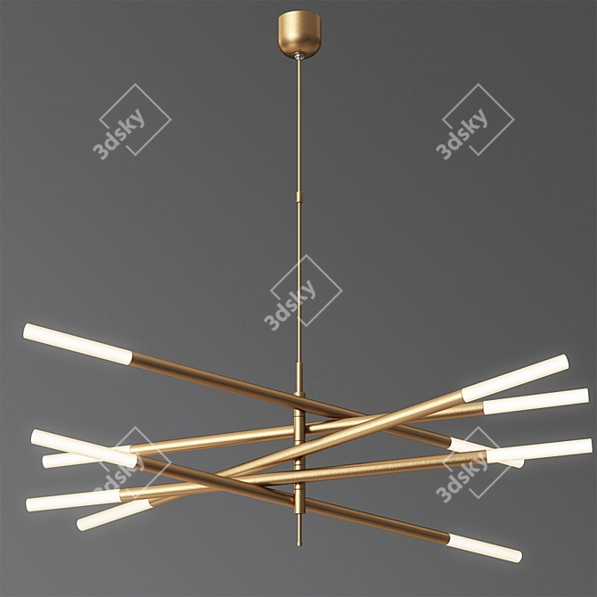 Modern Brass LED Chandelier 3D model image 2