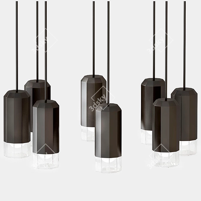 Modern Octagonal Pendant Light 3D model image 2