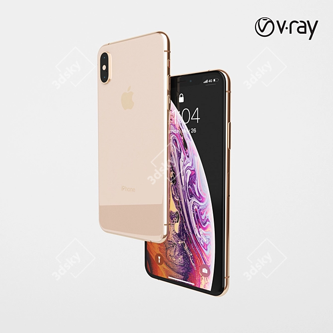 Title: Rose Gold iPhone XS - Stunning Elegance! 3D model image 1