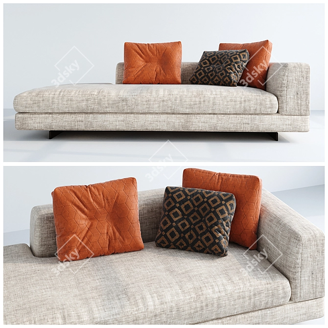 Modern Low Set Alexander Sofa 3D model image 1