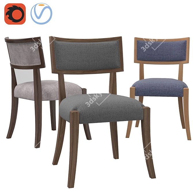 Elegant RH Classic Klismos Side Chair 3D model image 1