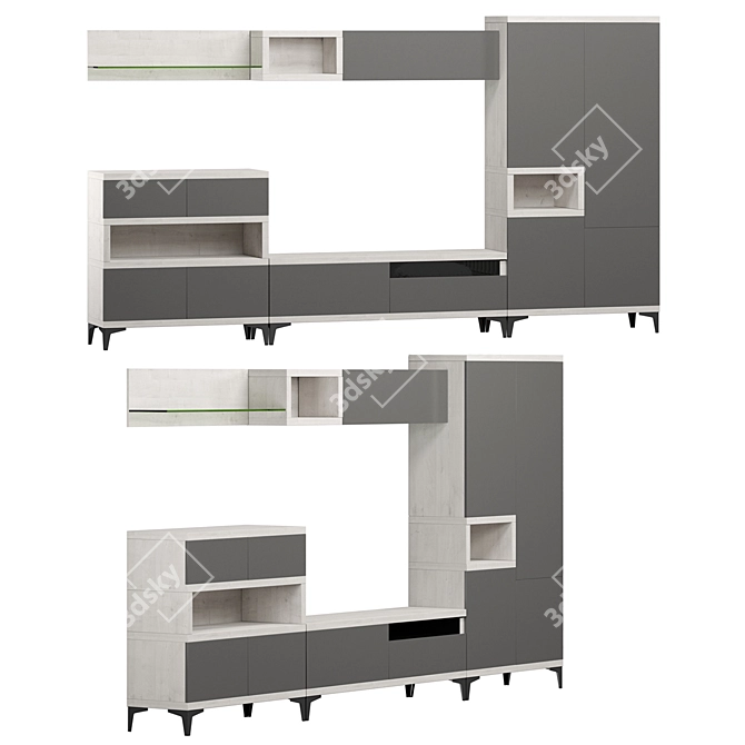 Rimini Oak Wall Unit 3D model image 1