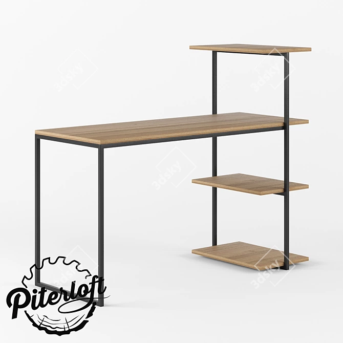 Industrial Wood and Metal Table 3D model image 1