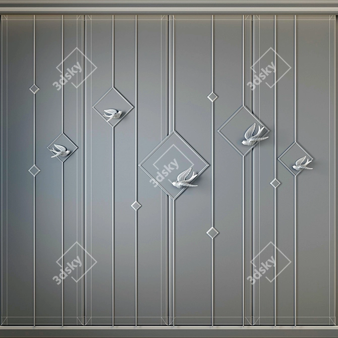 Elegant Decorative Panel: Dimensions 3200x3000mm 3D model image 3