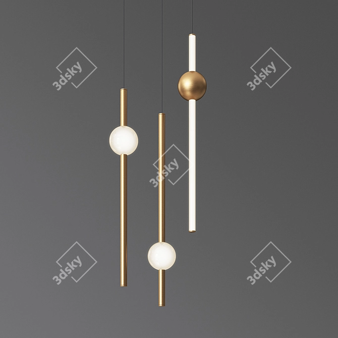 Orion Tubelight: Sleek Brass & Glass Illuminate 3D model image 3