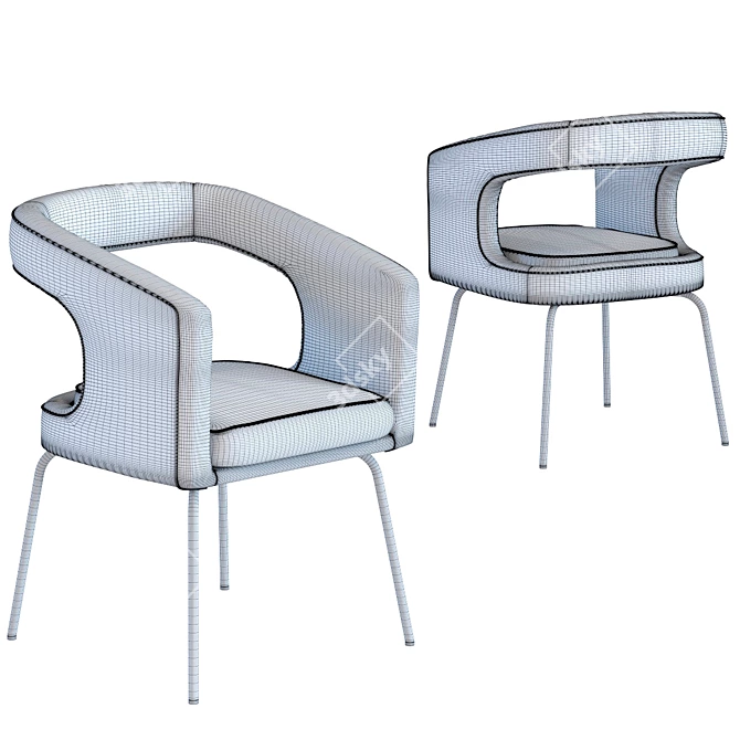 Sophisticated Velvet Cocktail Chair 3D model image 2