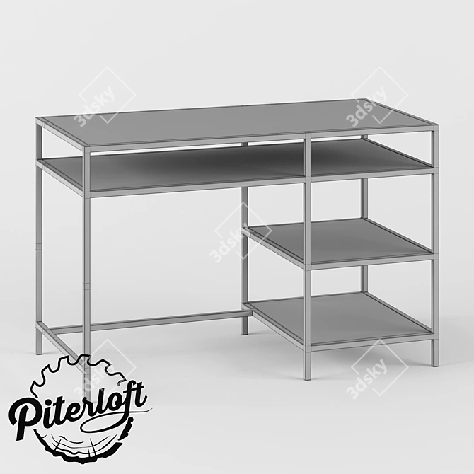 Industrial Loft Dining Table 3D model image 2