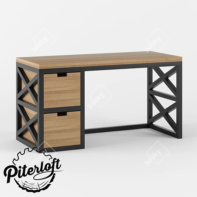 Industrial Maine Table: Handcrafted Loft Furniture 3D model image 1