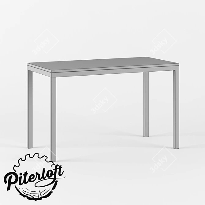 Industrial Wood and Metal Table 3D model image 2