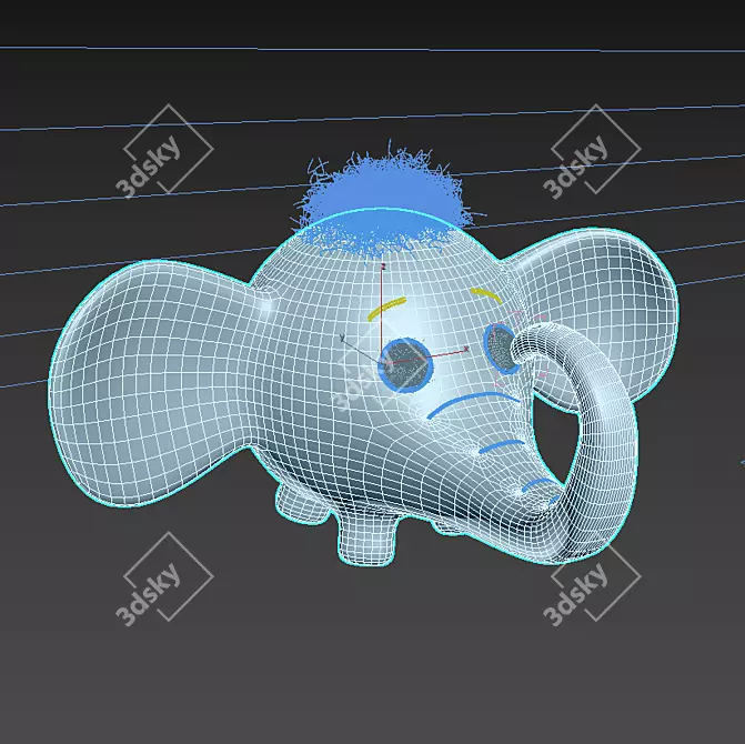 Cute Felt Grey Elephant Toy 3D model image 2