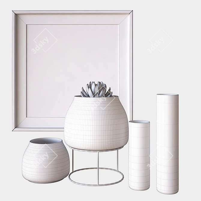 Elegant Decor Set: Terrarium, Candle & Frame 3D model image 3