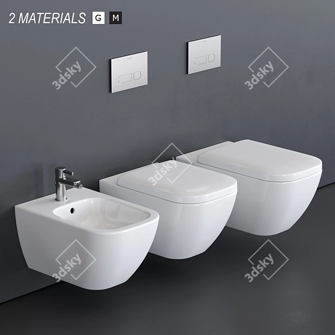 Duravit HAPPY D.2 WC: Elegant Wall-Hung Solution 3D model image 1