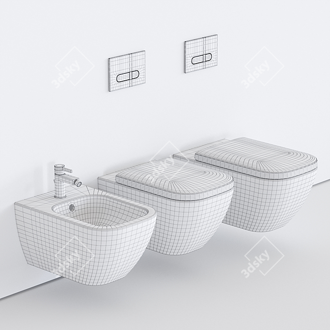 Duravit HAPPY D.2 WC: Elegant Wall-Hung Solution 3D model image 3