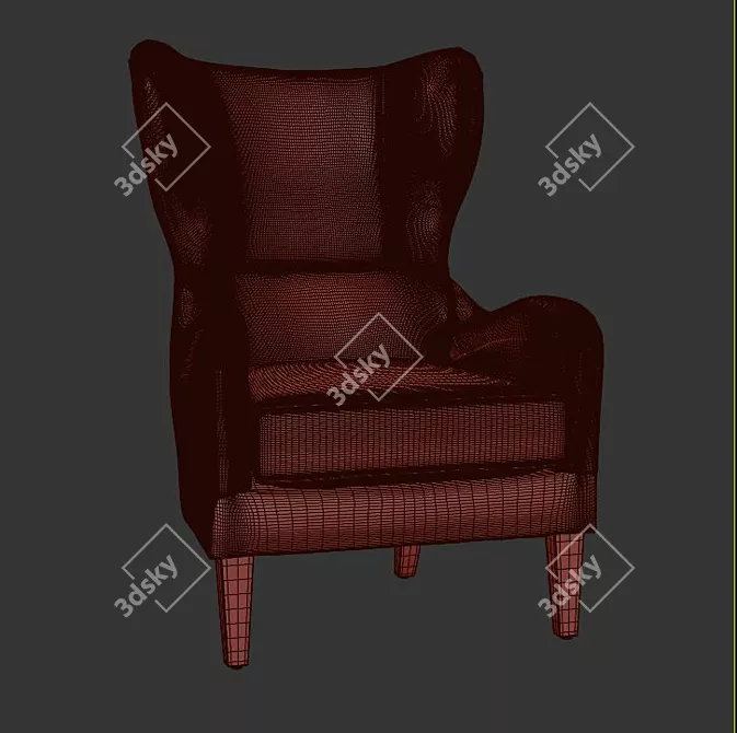 Elegant Bertita Wingback Chair 3D model image 3