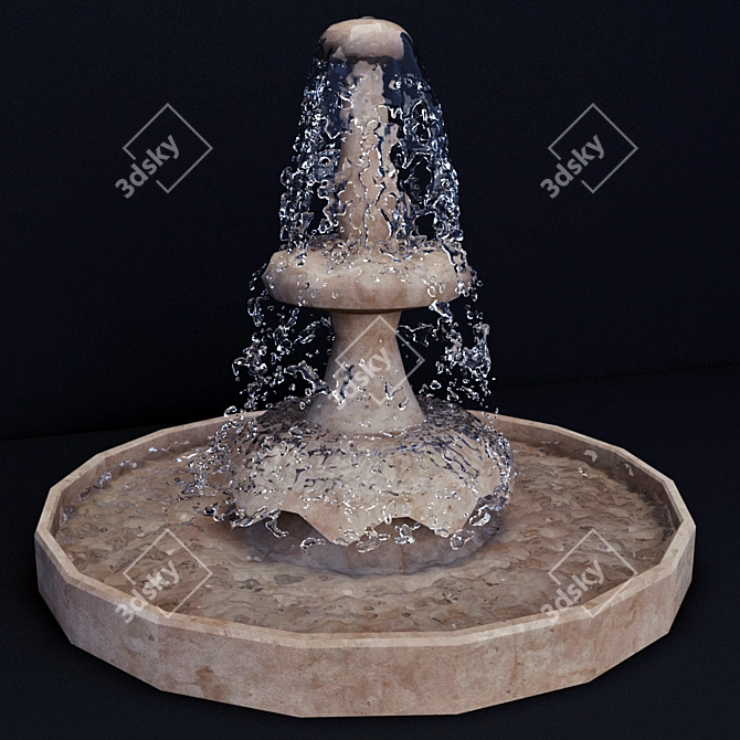 Splashing Oasis: High-Poly Fountain 3D model image 1