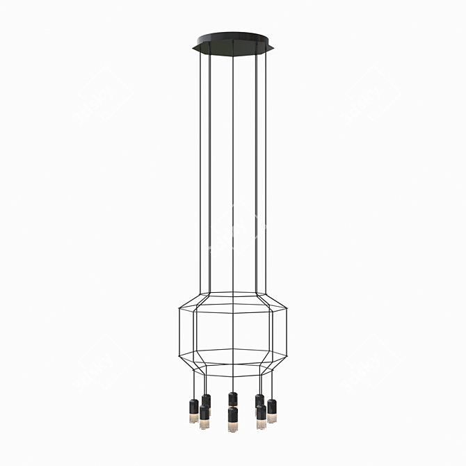 Sleek Wireflow Pendant Light 3D model image 1