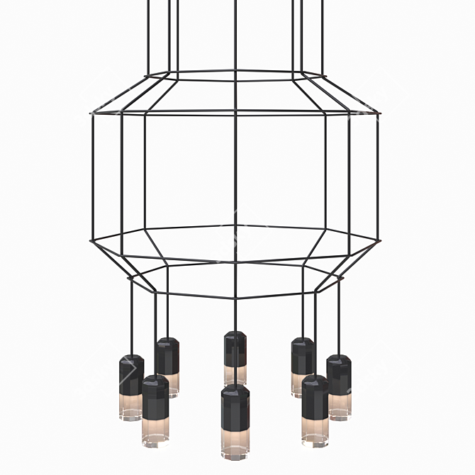 Sleek Wireflow Pendant Light 3D model image 2