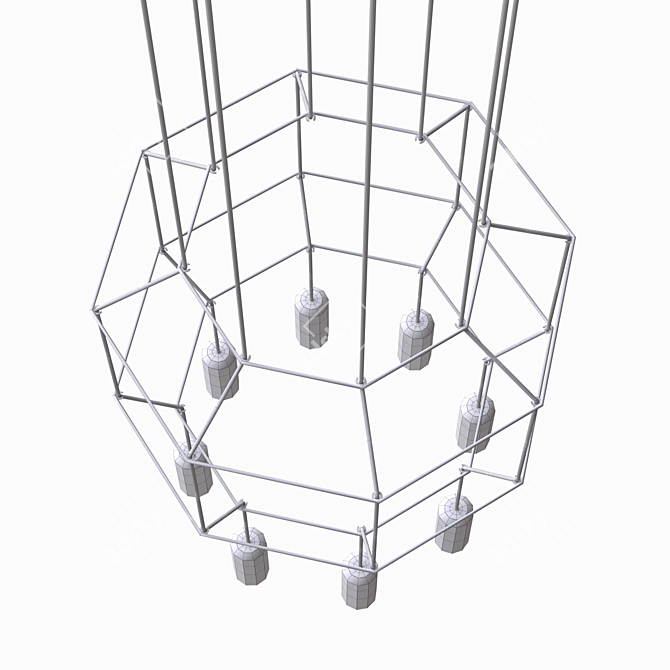 Sleek Wireflow Pendant Light 3D model image 3