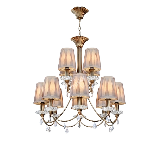 Sophie Chandelier 6290 OHM: Elegant Gold & Beige Chandelier with 12 Energy-saving Lamp Sockets 3D model image 1