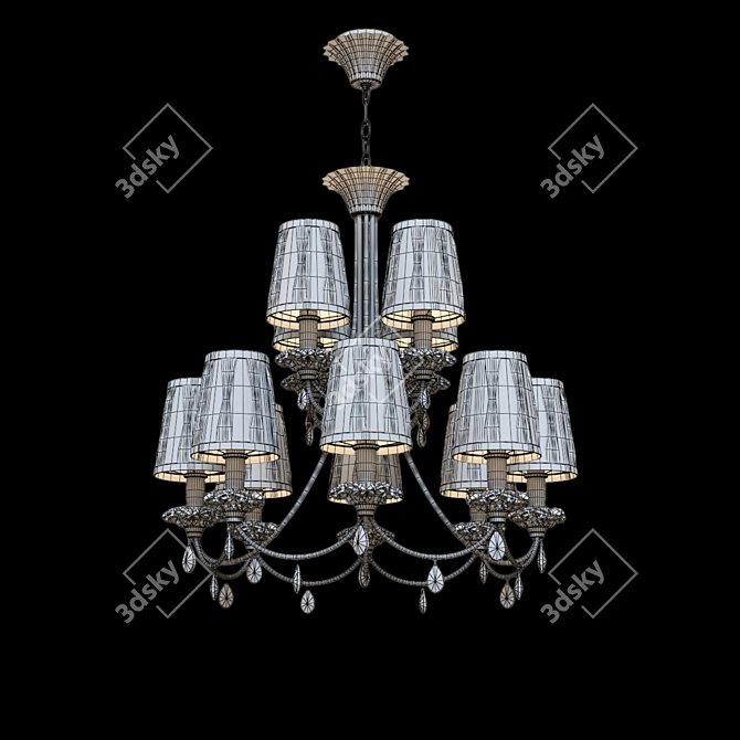 Sophie Chandelier 6290 OHM: Elegant Gold & Beige Chandelier with 12 Energy-saving Lamp Sockets 3D model image 2