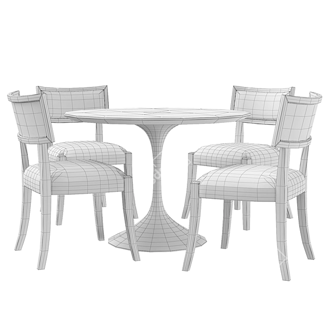 Modern Aero Round Dining Table Set with Classic Klismos Chair 3D model image 3