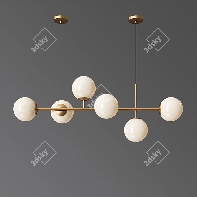 Elegance Brass Linear Chandelier 3D model image 2