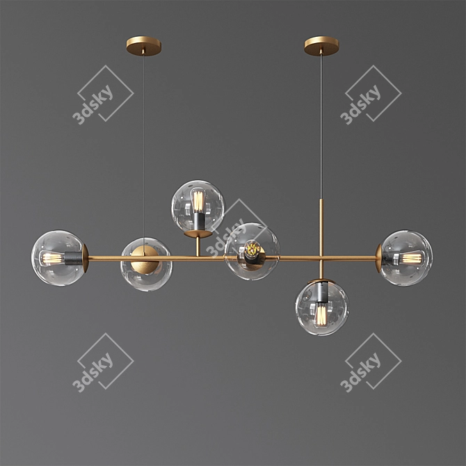 Elegance Brass Linear Chandelier 3D model image 3