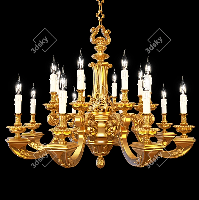 Elegant Chandelier Parsa with 16 Lamps 3D model image 1