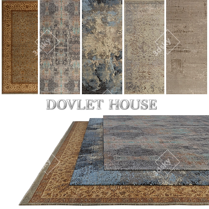 DOVLET HOUSE 5-Piece Carpets (Part 384) 3D model image 1