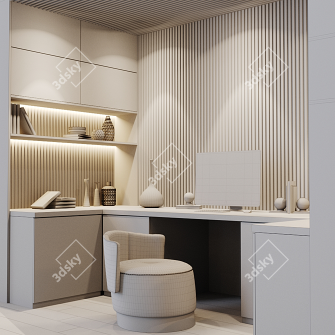 Title: Sleek Modern Workplace Desk 3D model image 3