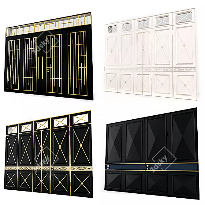 Elegant Set of Metal Hinged Gates 3D model image 2