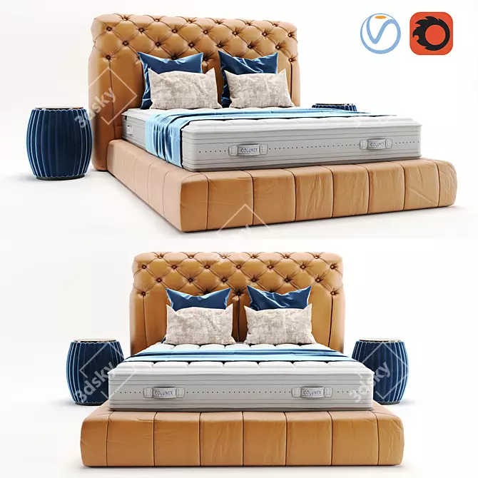 Elegant Plaza Bed: Comfort and Style 3D model image 1