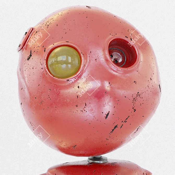 Metallic Baby Robot: Light-Eyed & Healing 3D model image 2