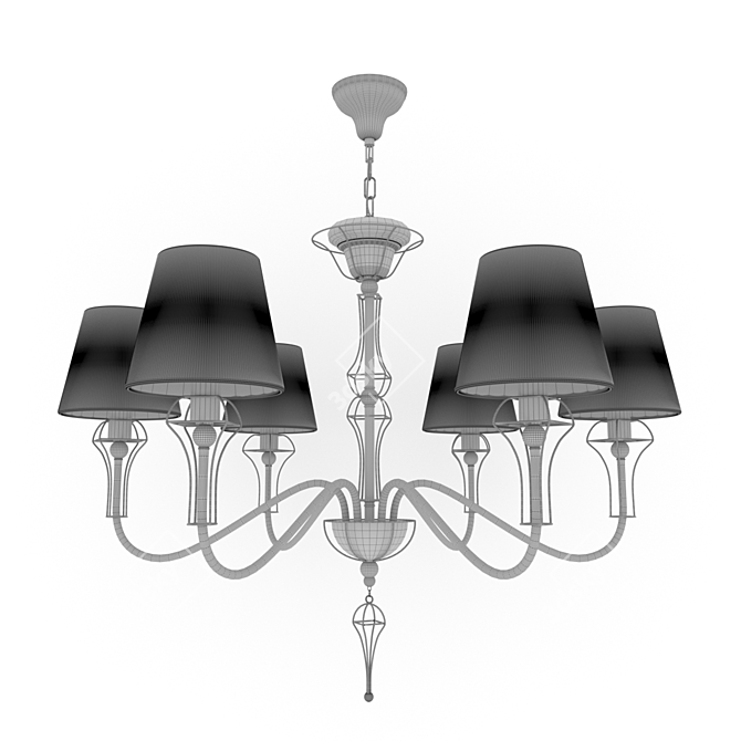 Modern White Frame Chandelier 3D model image 3