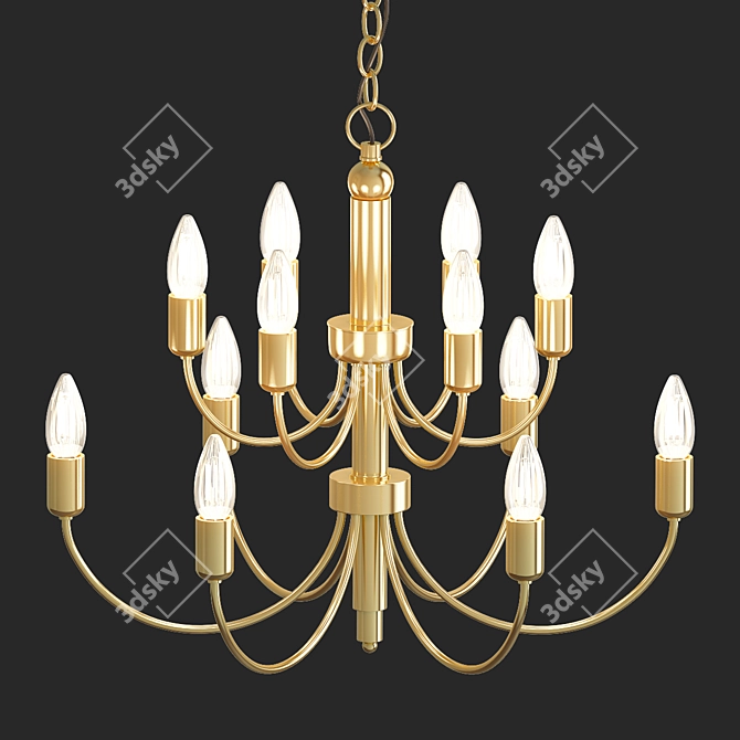 Elegant Antique Brass Chandelier 3D model image 1