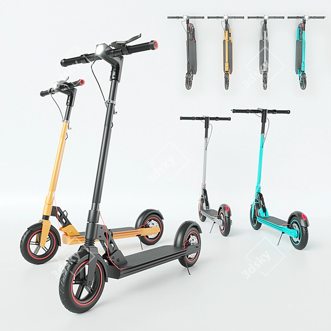 Foldable Electric Scooter: Convenient and Stylish! 3D model image 1