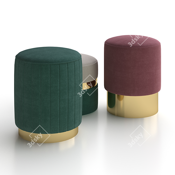 Velvet Round Stools by Smart Living 3D model image 2